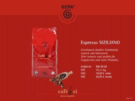 Espresso Siziliano, Baristaqualität, 1000 g Bohne