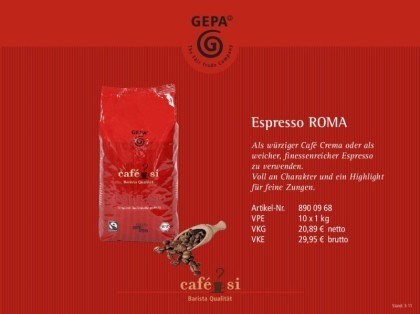 Espresso Roma, Baristaqualität, 1000 g Bohne